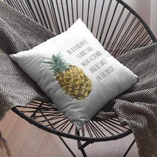 Coussin Aquarelle moderne ananas et citation amusante posi