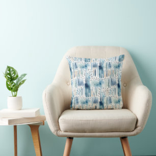 Coussin Aquarelle moderne bleu vert Motif Abstrait