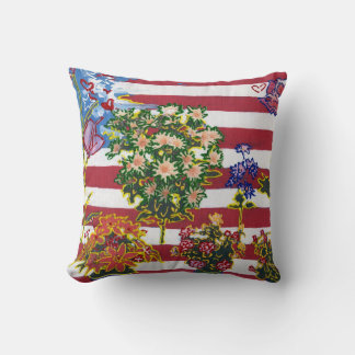 Coussin Aquarelle moderne colorée Drapeau avec fleurs