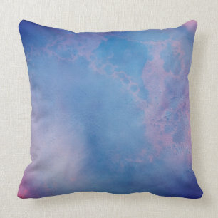 Coussin Aquarelle moderne d'abrégé sur bleu écumeux