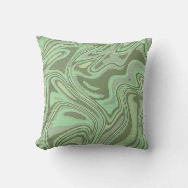 Coussin Aquarelle moderne en marbre Vert (Recto)