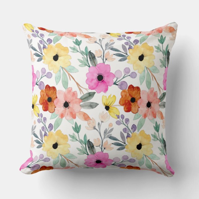 Coussin Aquarelle moderne Florale Fleurs botaniques (Recto)