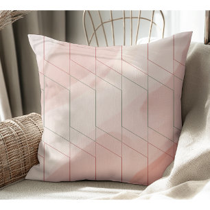 Coussin Aquarelle moderne Mauve et lignes géométriques ros
