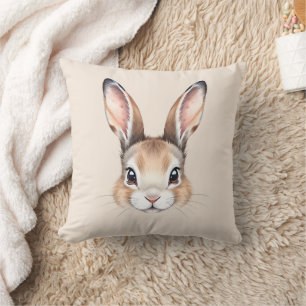 Coussin Aquarelle moderne mignonne Lapin de Pâques visage