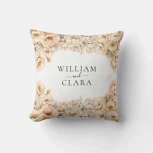 Coussin Aquarelle Moderne Peony Pastel Floral Mariage