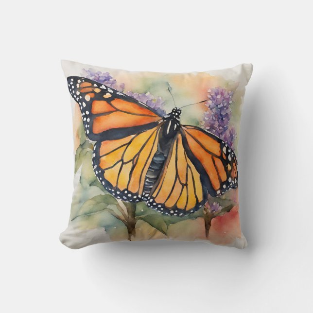 Coussin Aquarelle Monarch Papillon Imprimer (Recto)