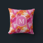 Coussin Aquarelle Monogramme Orange Rose Abstrait<br><div class="desc">L'oreiller décoratif abstrait rose orange aquarelle Monogram apporte une touche d'artisanat vibrant à votre espace. Doté d'un design aquarelle époustouflant dans des nuances de rose et d'orange, cet oreiller est personnalisé avec un monogramme pour ajouter une touche unique et personnelle à votre décoration intérieure. Son rembourrage doux et moelleux assure...</div>