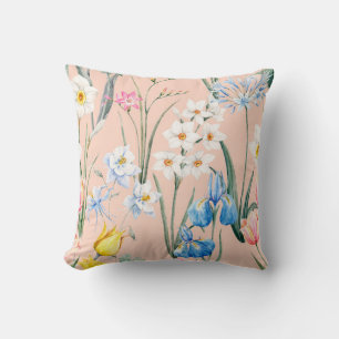 Coussin Aquarelle motif à ressort floral, buste botanique
