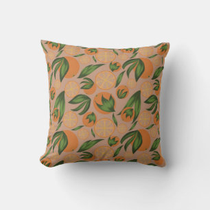 Coussin Aquarelle Motif aux fruits orange pastel