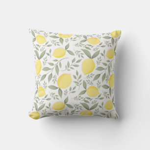 Coussin Aquarelle Motif botanique de feuillage de citron