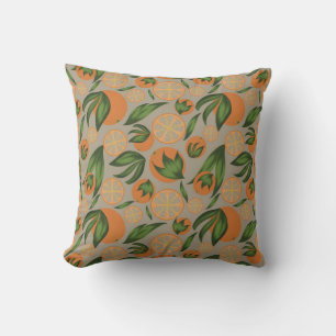 Coussin Aquarelle Motif de fruits gris orange