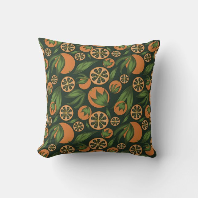 Coussin Aquarelle Motif de fruits vert orange (Recto)