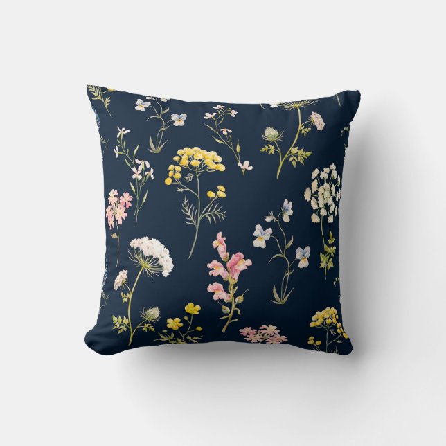 Coussin Aquarelle motif floral, main fleur délicate dr (Recto)