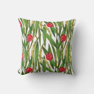 Coussin Aquarelle motif transparent avec coccinelle. Contr