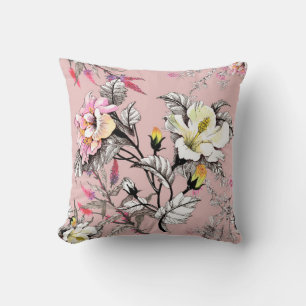 Coussin Aquarelle motif transparent avec feuilles et color