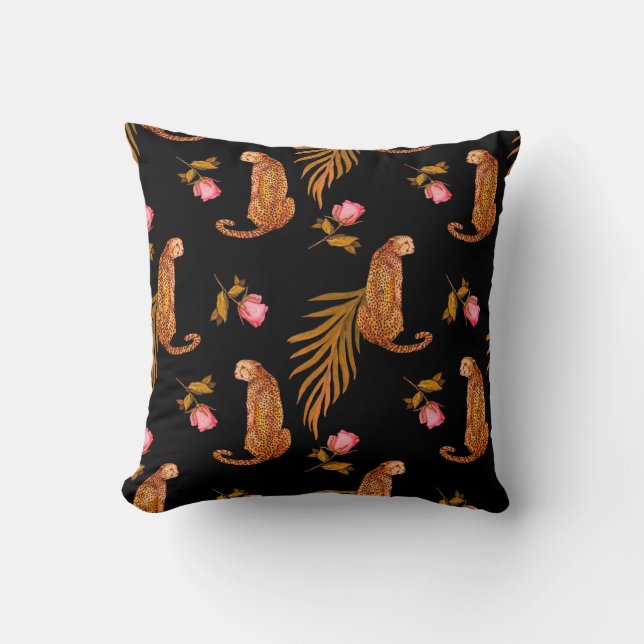 Coussin Aquarelle motif transparent avec guépards (Recto)