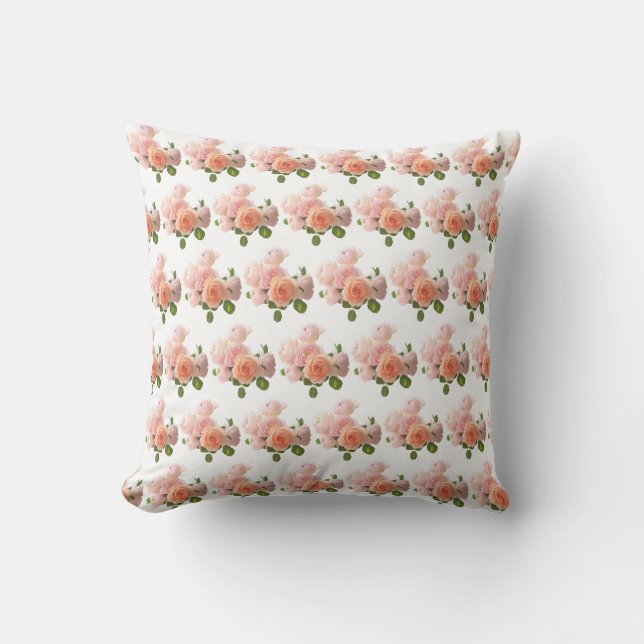 Coussin Aquarelle Movale Rose Fleurs Élégantes Florales (Recto)