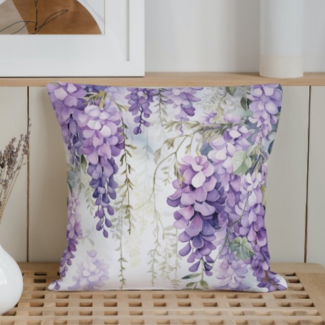 Coussin Aquarelle Murmures de Wisteria (Créateur téléchargé)