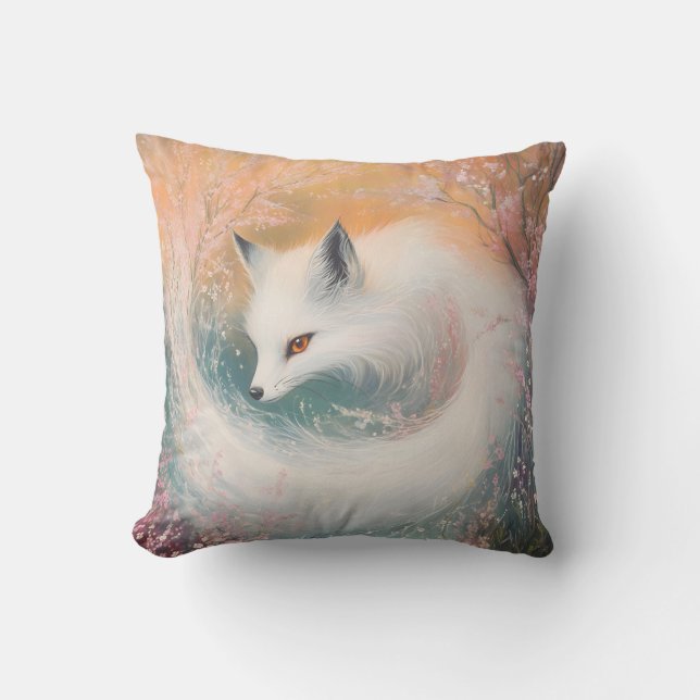 Coussin Aquarelle Mystic Bloom Spring Fox (Recto)