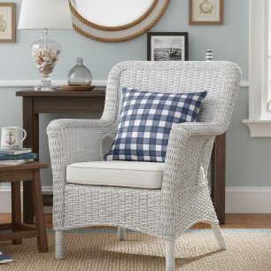 Coussin Aquarelle Navy Blue Farmhouse Plaid