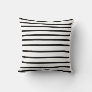 Coussin Aquarelle noir et blanc Lignes tracées à la main