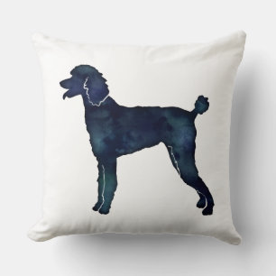 Coussin Aquarelle noire de caniche Silhouette