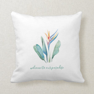 Coussin Aquarelle Oiseau du Paradis