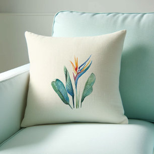 Coussin Aquarelle Oiseau du Paradis