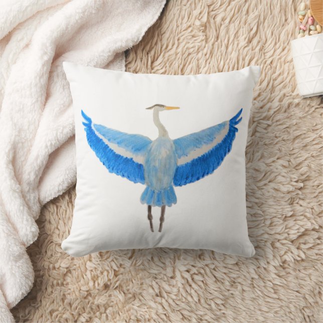 Coussin Aquarelle Oiseau Grand Héron Bleu (Couverture)