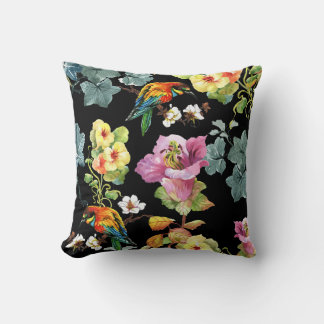 Coussin Aquarelle Oiseaux Fleurs : Coloré Sans Couleur.