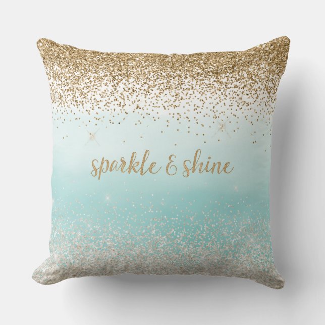 Coussin Aquarelle Ombre Gold Glitzy Parties scintillant (Recto)