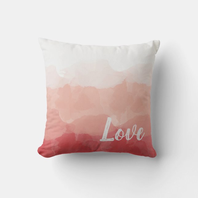 Coussin Aquarelle Ombre rouge et rose Gradient Love (Recto)