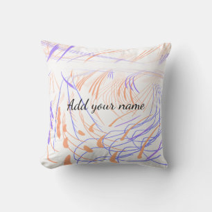 Coussin Aquarelle orange violet abstrait ajouter le nom te