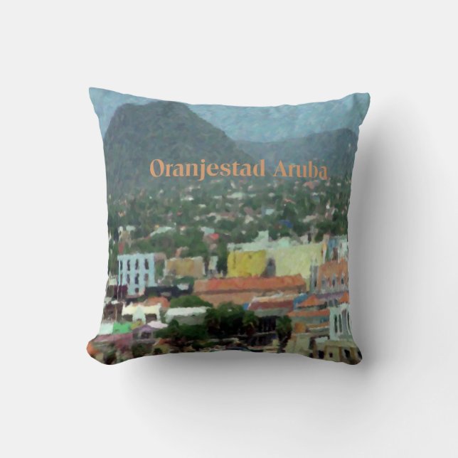 Coussin Aquarelle Oranjestad, Aruba (Recto)