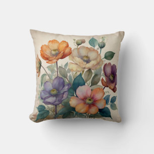 Coussin Aquarelle Oreille à lancer Floral V souple et él