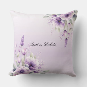 Coussin Aquarelle Oreillère Florale Violet