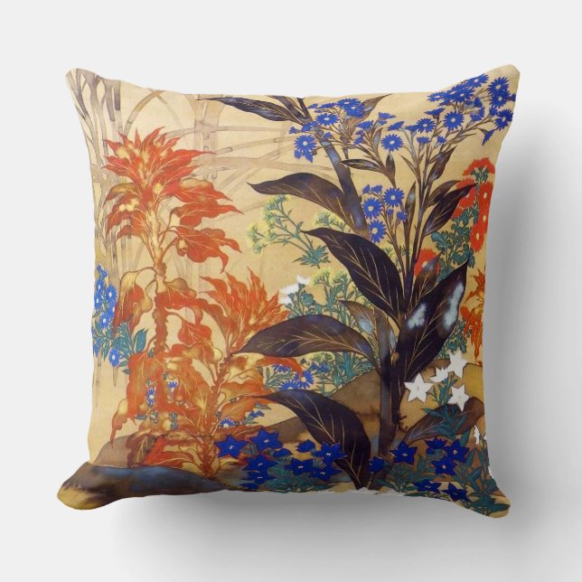 Coussin Aquarelle orientale, fleurs vintages éclatantes ar (Recto)