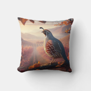 Coussin Aquarelle originale California Quail Bird