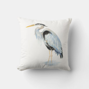 Coussin Aquarelle originale Great Blue Heron Bird