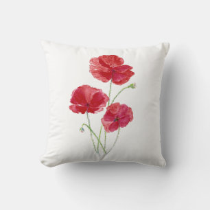 Coussin Aquarelle originale Rouge Populaire Jardin Fleur