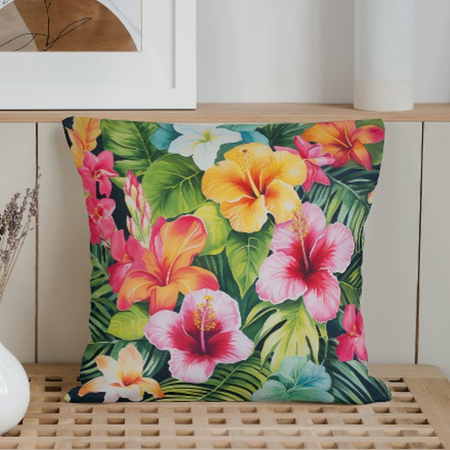 Coussin Aquarelle paradis tropical (Créateur téléchargé)