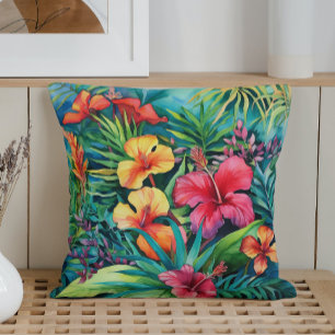 Coussin Aquarelle paradis tropical