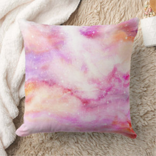 Coussin Aquarelle pastel et motif abstrait de nébuleuse de