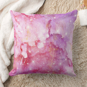 Coussin Aquarelle Pastel & Motif Abstrait de Nébuleuse Gal
