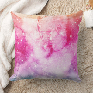 Coussin Aquarelle Pastel & Motif Abstrait de Nébuleuse Gal