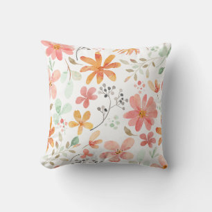 Coussin Aquarelle Pastel motif floral