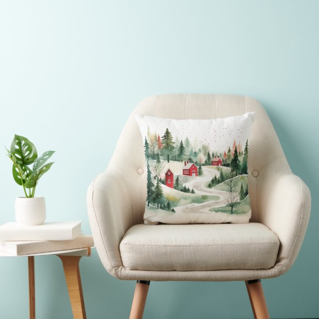 Coussin Aquarelle Paysages hivernaux Vol.6 Conception Cous (Chaise)