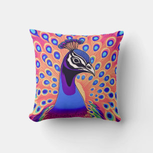 Coussin Aquarelle Peacock