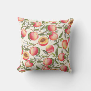 Coussin Aquarelle pêche, motif floral transparent.