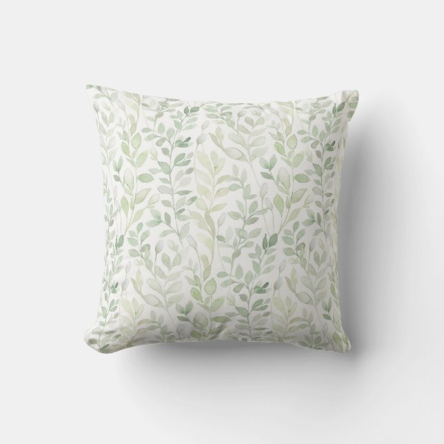 Coussin Aquarelle peinte à la main par des feuilles du mil (Recto)